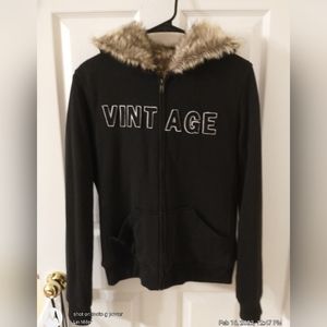 Black Dorothy Blue Fur Hoody Jacket